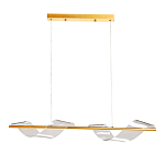 Люстра линейная золотистого цвета с двумя прозрачными волнистыми элементами Wave Line варинант исполнения - 2 | Loft Concept в Грозном