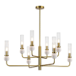 Люстра с 8-ю плафонами в форме стеклянных трубок и мраморных декоративных элементов Montreal варинант исполнения - 7 | Loft Concept в Грозном