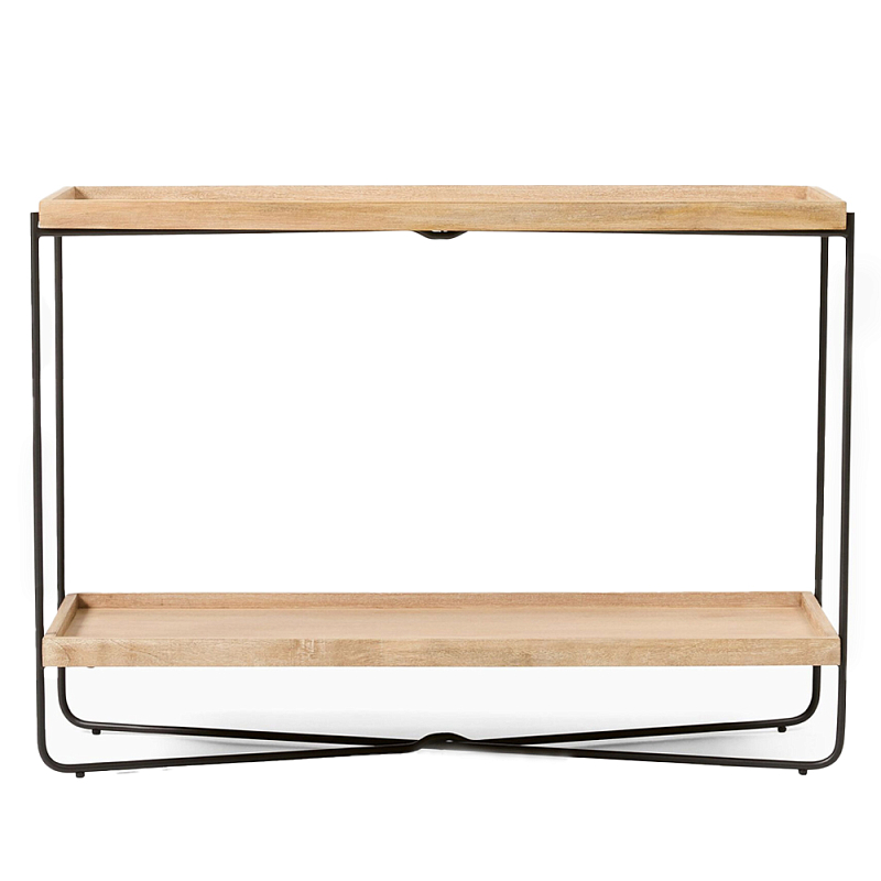 Консоль деревянной столешницей и полкой Wooden Table Top and Shelf Бежевый Черный Консоль деревянной столешницей и полкой Wooden Table Top and Shelf Бежевый Черный в Грозном | Loft Concept