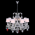 Люстра с 8-ю белыми текстильными абажурами и хрустальными подвесками Lustre Reverie варинант исполнения - 2 | Loft Concept в Грозном