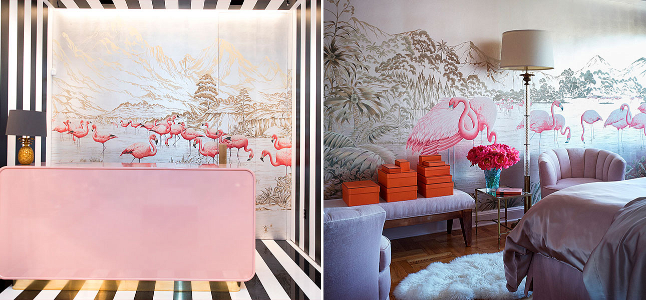 Обои ручная роспись Flamingos Flamingo on Tarnished Silver gilded Xuan paper Обои ручная роспись Flamingos Flamingo on Tarnished Silver gilded Xuan paper - Loft-Concept в Грозном
