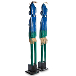 Комплект из 2-х деревянных статуэток Asmat Statuettes Blue Green варинант исполнения - 5 | Loft Concept в Грозном