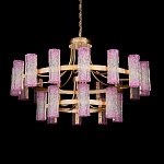 Люстра двухъярусная круглая с текстурными цилиндрическими плафонами Glimpse варинант исполнения - 1 | Loft Concept в Грозном