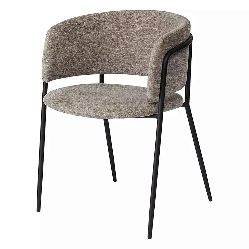 Стул полукруглый с каркасом из металла и мягким сиденьем и спинкой Soft Chenille Черный Капучино Стул полукруглый с каркасом из металла и мягким сиденьем и спинкой Soft Chenille Черный Капучино в Грозном | Loft Concept