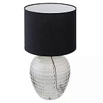 Настольная лампа с черным цилиндрическим тканевым абажуром и фактурным прозрачным основанием Black Cone варинант исполнения - 1 | Loft Concept в Грозном