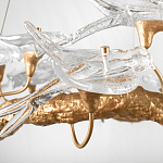 Люстра подвесная с прозрачными стеклянными птичками на ветвях Диаметр 80 см Serip Voa варинант исполнения - 9 | Loft Concept в Грозном