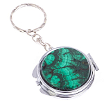 Зеркало брелок карманное двухстороннее из натурального камня Малахит Stone Mirrors варинант исполнения - 4 | Loft Concept в Грозном