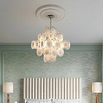 Люстра  с каскадом из круглых декоративных элементов  White Clear Glass Chandelier варинант исполнения - 5 | Loft Concept в Грозном