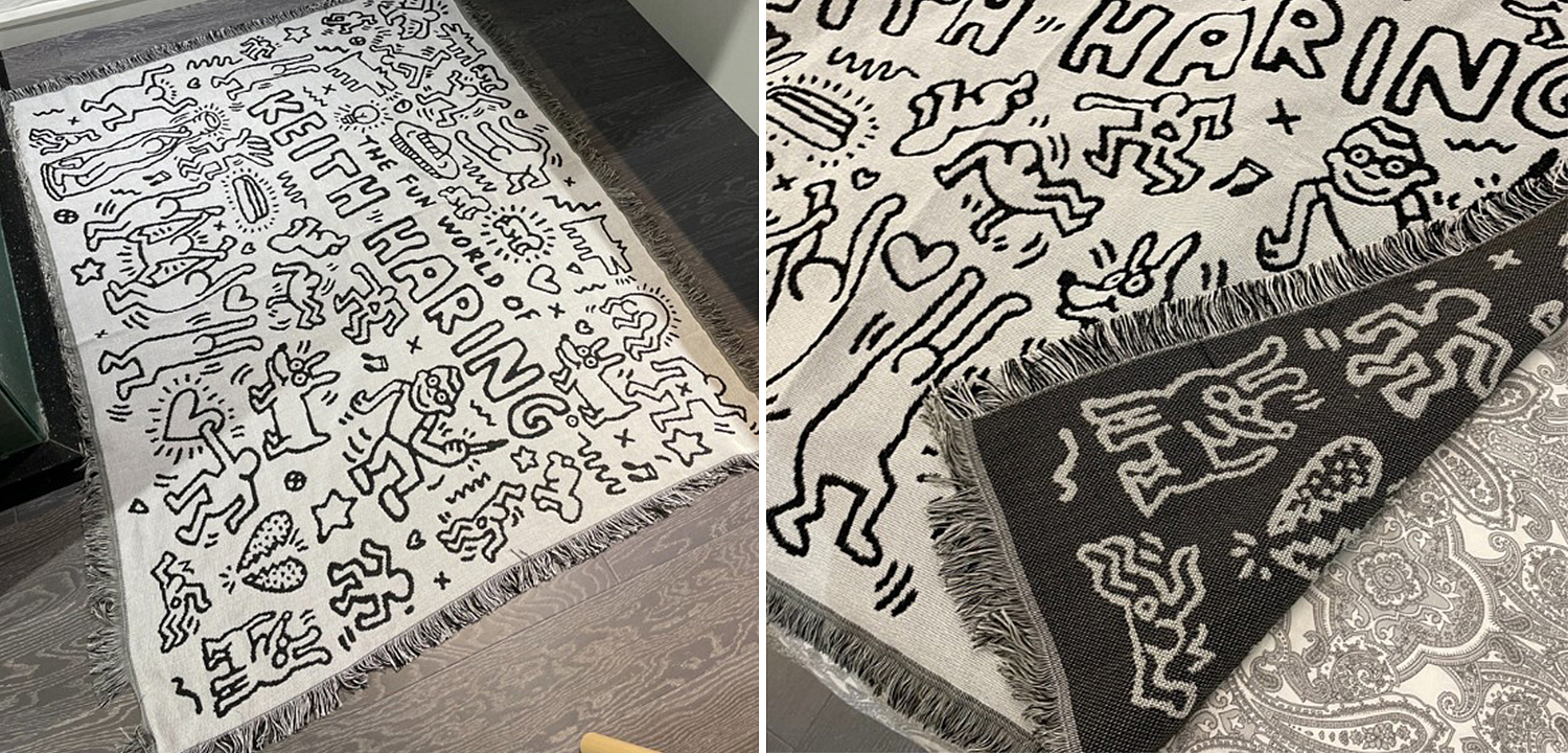 Покрывало граффити черно-белое Кит Харинг Keith Haring Bed Сover Покрывало граффити черно-белое Кит Харинг Keith Haring Bed Сover - Loft-Concept в Грозном
