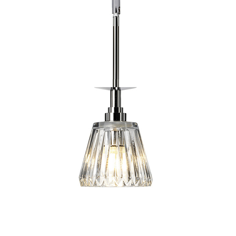 Подвесной светильник хромированного цвета с граненым прозрачным стеклянным плафоном Elstead Lighting Прозрачное Стекло Хром в Грозном | Loft Concept 