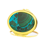 Зеркало карманное складное овальное из натурального камня Малахит с Хризоколлой Gold Stone Mirrors варинант исполнения - 2 | Loft Concept в Грозном