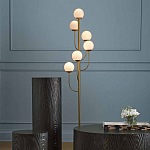 Торшер с 6-ю белыми стеклянными плафонами в форме шаров Gooseneck Pelle Chandelier варинант исполнения - 2 | Loft Concept в Грозном