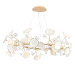 Люстра круглая с белыми лепестками из керамики и прозрачными хрустальными цветками Диаметр 82 см Wintery flovers варинант исполнения - 1 | Loft Concept в Грозном