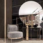 Настольная лампа с цилиндрическим абажуром из коричневой ткани и золотыми трубочками Brown Aura варинант исполнения - 4 | Loft Concept в Грозном