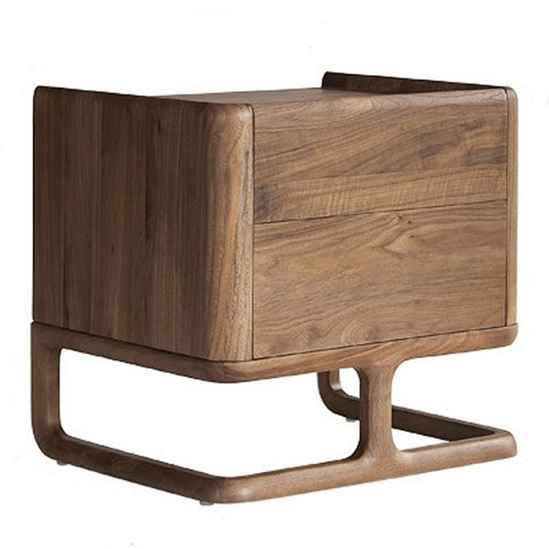 Прикроватный деревянный столик с 2-мя ящиками Moon Walnut Furniture Орех Прикроватный деревянный столик с 2-мя ящиками Moon Walnut Furniture Орех в Грозном | Loft Concept