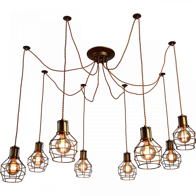 Люстра Loft Wire Cage Pendant 8 Brown Бронза Люстра Loft Wire Cage Pendant 8 Brown Бронза в Грозном | Loft Concept
