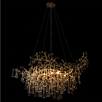 Подвесная люстра в виде ветвей деревьев золотого цвета с прозрачными подвесками-каплями 10 и 14 ламп Droplet Chandelier варинант исполнения - 4 | Loft Concept в Грозном