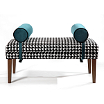 Банкетка Banquette PIED DE POULE с принтом гусиная лапка и синими подлокотниками  варинант исполнения - 1 | Loft Concept в Грозном