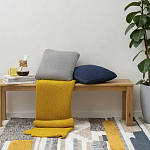 Плед из хлопка жемчужной вязки горчичного цвета Waffle Comfort варинант исполнения - 5 | Loft Concept в Грозном