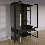 Витрина Primo со стеклянными фасадами и 2 ящиками Темный орех варинант исполнения - 6 | Loft Concept в Грозном