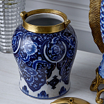 Ваза с насыщенным синим орнаментом и золотой крышкой Blue & White Ornament  варинант исполнения - 4 | Loft Concept в Грозном