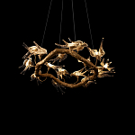 Люстра подвесная с прозрачными стеклянными птичками на ветвях Диаметр 80 см Serip Voa варинант исполнения - 8 | Loft Concept в Грозном