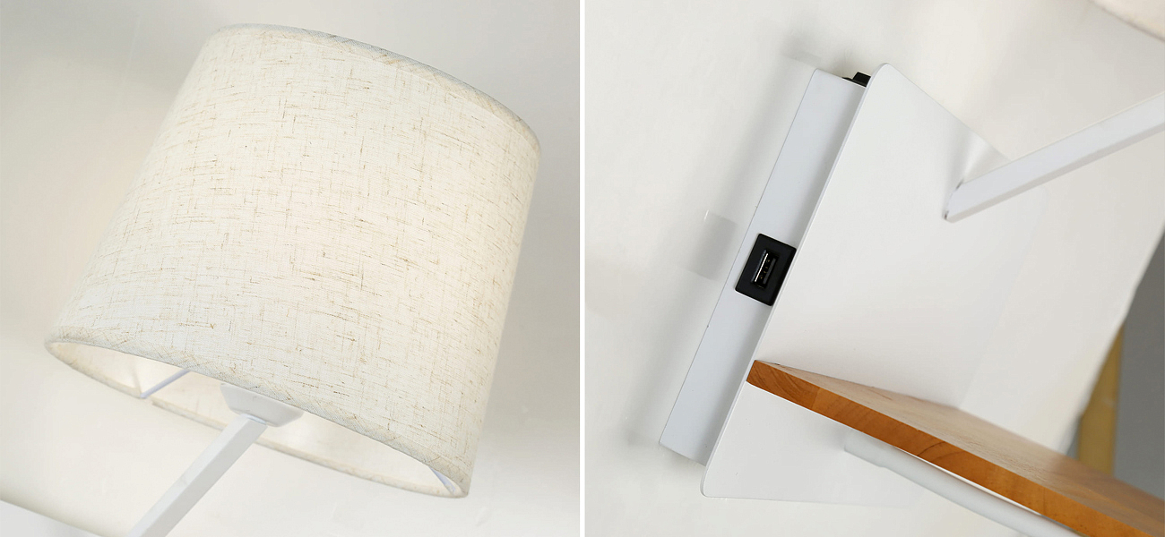 Бра с абажуром и гибким спотом Trumpet Wall White USB Бра с абажуром и гибким спотом Trumpet Wall White USB - Loft-Concept в Грозном