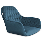 Стул с мягкой синей обивкой из велюра и подъемно-поворотным механизмом на черных колесиках Harper Blue варинант исполнения - 2 | Loft Concept в Грозном