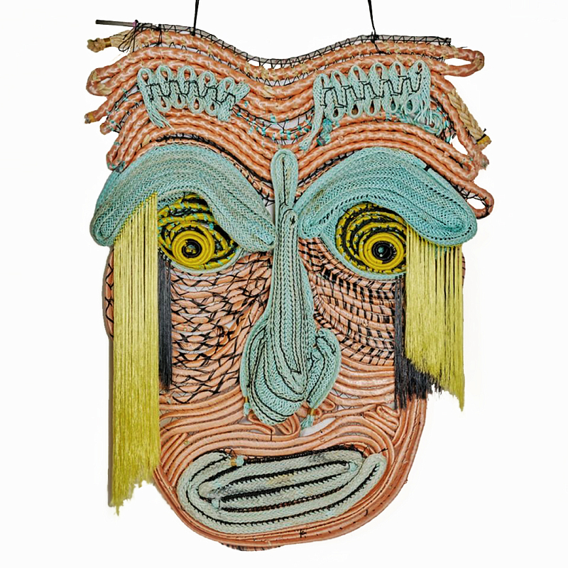 Арт-Объект из нитей Абстрактный портрет Joana Schneider  Бирюзовый Желтый в Грозном | Loft Concept 