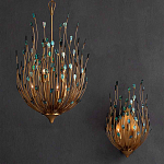 Бра настенное золотое с декором из бирюзовых элементов Peacock Tail варинант исполнения - 4 | Loft Concept в Грозном