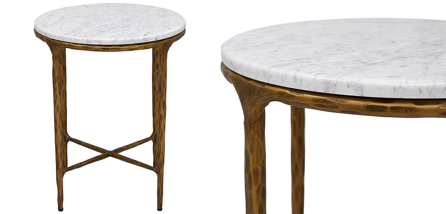 Приставной стол круглый с мраморной столешницей Randy Marble Round Coffee Table Приставной стол круглый с мраморной столешницей Randy Marble Round Coffee Table - Loft-Concept в Грозном