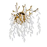 Бра золотого цвета с ветвями и белыми овальными стеклянными подвесками Droplet Chandelier варинант исполнения - 1 | Loft Concept в Грозном