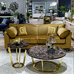 Стол журнальный коричневый на золотом основании Symphony of the Earth варинант исполнения - 3 | Loft Concept в Грозном