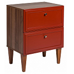 Тумба прикроватная красная из массива бука с 2-мя ящиками Wenge Light варинант исполнения - 1 | Loft Concept в Грозном