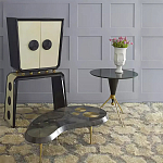 Дизайнерский журнальный столик с круглой столешницей на золотых ножках Risenbix варинант исполнения - 1 | Loft Concept в Грозном