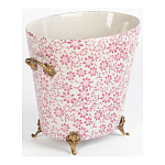 Кашпо из белого фарфора с розовым цветочным орнаментом Eden Garden варинант исполнения - 2 | Loft Concept в Грозном