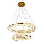 Светодиодная двухъярусная кольцевая люстра из хрусталя и стали и с пультом для регулировки света Maude Crystal Light варинант исполнения - 4 | Loft Concept в Грозном