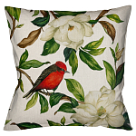 Декоративная подушка бежевая с изображением птиц и цветов Blooming Birds варинант исполнения - 1 | Loft Concept в Грозном