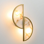 Бра с двумя полукруглыми плафонами из искусственного алебастра в бронзовой оправе Marbella варинант исполнения - 3 | Loft Concept в Грозном