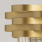 Люстра цвета матового золота с металлическими лентами и длинными прозрачными подвесками Gilded Waves варинант исполнения - 7 | Loft Concept в Грозном