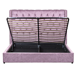 Кровать двуспальная фиолетовая с основанием из массива дерева с мягким изголовьем Velour Beds варинант исполнения - 3 | Loft Concept в Грозном