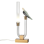Настольная лампа с прозрачной трубкой и декоративной фигуркой птицы на бронзовой подставке Ganthea варинант исполнения - 2 | Loft Concept в Грозном