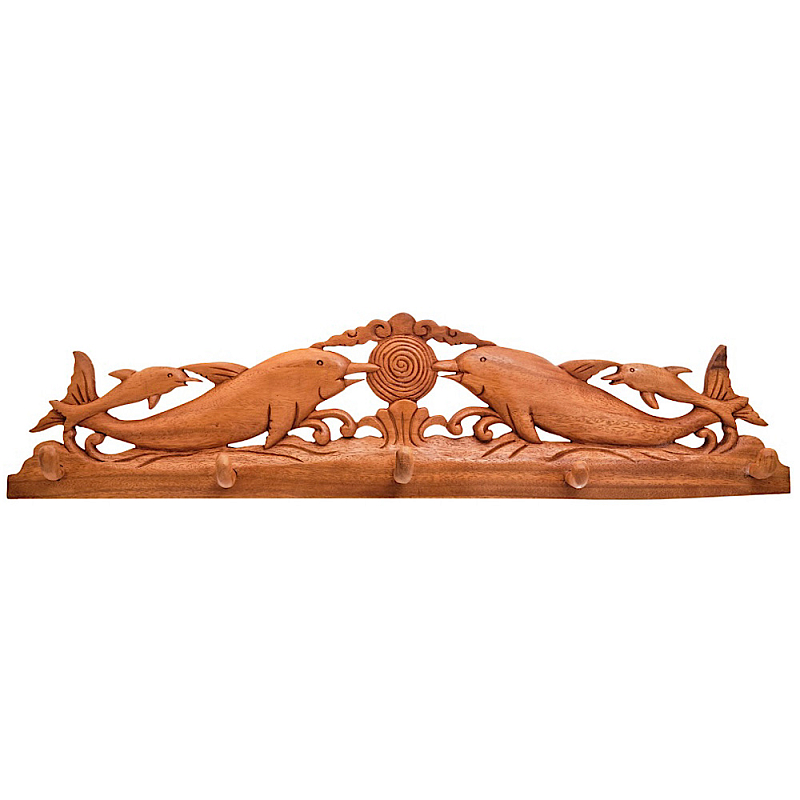 Панно-вешалка из дерева дельфины Panel With Animals Коричневый в Грозном | Loft Concept 