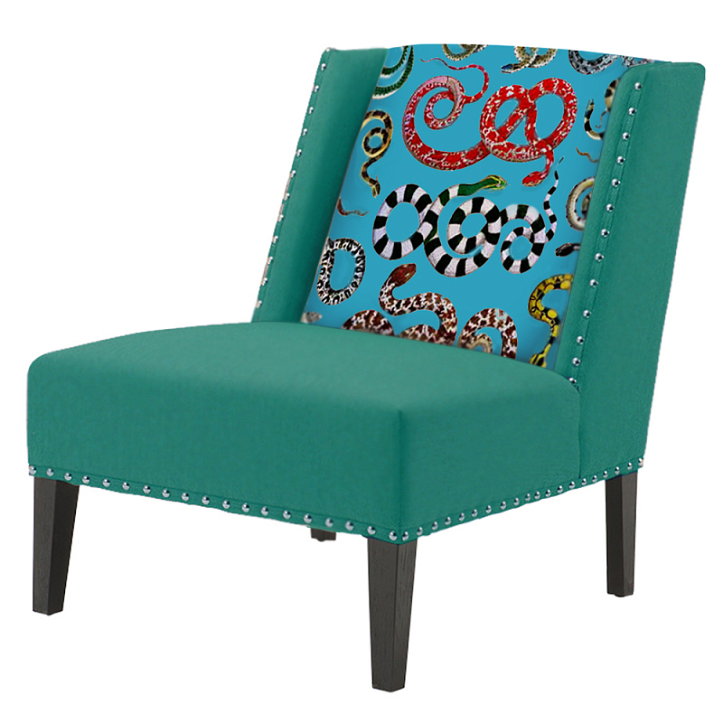 FUN Armchair Snakes Turquoise Дизайнерское кресло с цветным принтом Бирюзовый FUN Armchair Snakes Turquoise Дизайнерское кресло с цветным принтом Бирюзовый в Грозном | Loft Concept