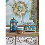 Салфетница прямоугольная голубого цвета с цветами и бабочками Blue Garden варинант исполнения - 2 | Loft Concept в Грозном