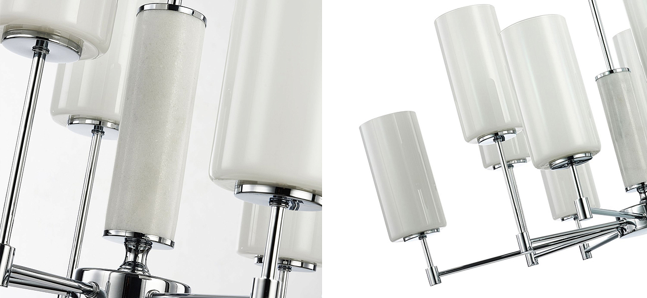 Люстра цвета хром с белыми матовыми плафонами Hovering D84 см - Loft-Concept в Грозном