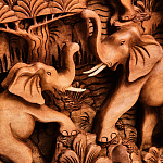 Панно из дерева пять слонов Panel With Animals варинант исполнения - 4 | Loft Concept в Грозном