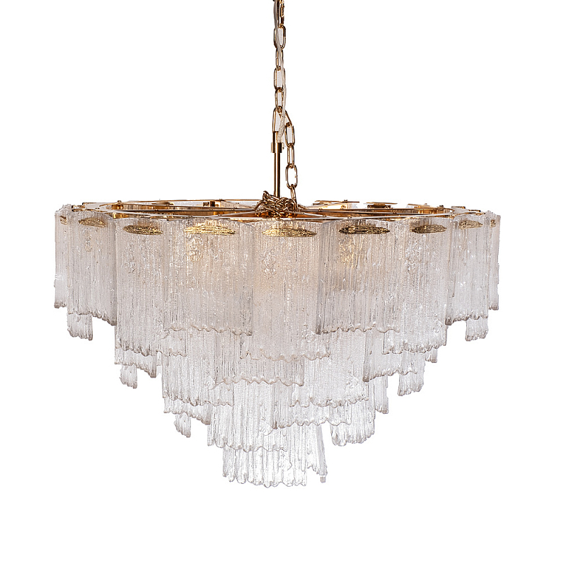 Люстра подвесная круглая из рифленого стекла Fluted Glass Chandelier Золотой Прозрачный Люстра подвесная круглая из рифленого стекла Fluted Glass Chandelier Золотой Прозрачный в Грозном | Loft Concept