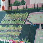 Обои ручная роспись Mahal Garden Original colourway on blue painted Xuan paper варинант исполнения - 4 | Loft Concept в Грозном