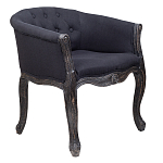 Кресло низкое в стиле прованс Черный Лен Louis French Armchair  варинант исполнения - 1 | Loft Concept в Грозном